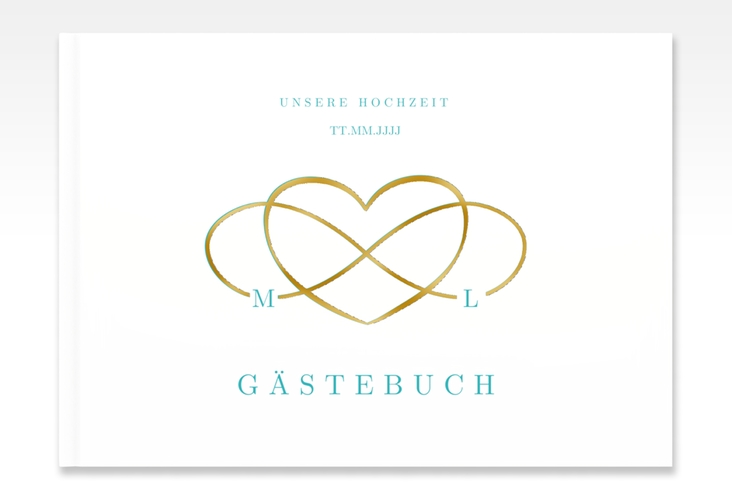Gästebuch A4 quer Infinity A4 quer, Hardcover tuerkis gold
