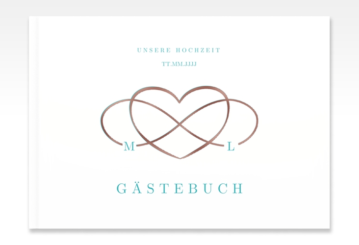 Gästebuch A4 quer Infinity A4 quer, Hardcover tuerkis rosegold