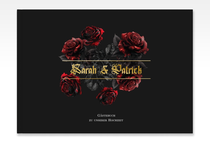 Gästebuch A4 quer Gothic Rose A4 quer, Hardcover schwarz gold