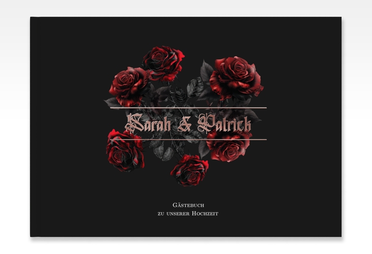 Gästebuch A4 quer Gothic Rose A4 quer, Hardcover schwarz rosegold