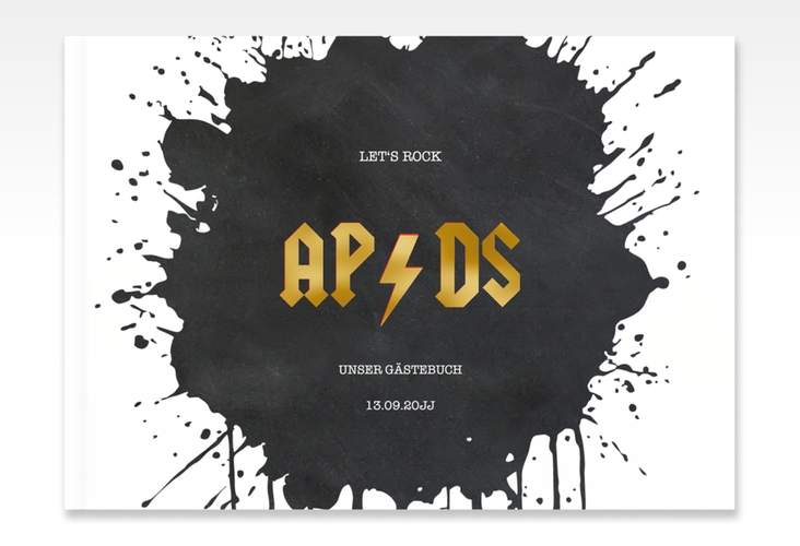 Gästebuch A4 quer Hardrock A4 quer, Hardcover schwarz gold für Rockband-Fans