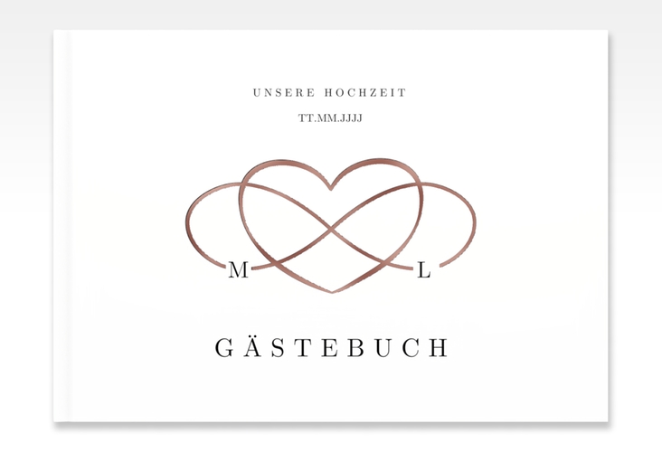 Gästebuch A4 quer Infinity A4 quer, Hardcover schwarz rosegold