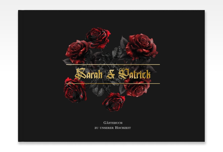 Gästebuch A4 quer Gothic Rose A4 quer, Hardcover schwarz gold