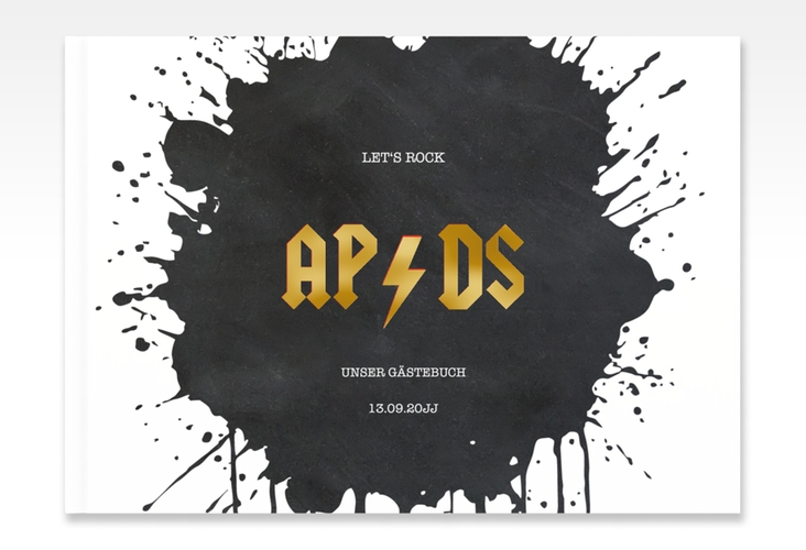 Gästebuch A4 quer Hardrock A4 quer, Hardcover schwarz gold für Rockband-Fans
