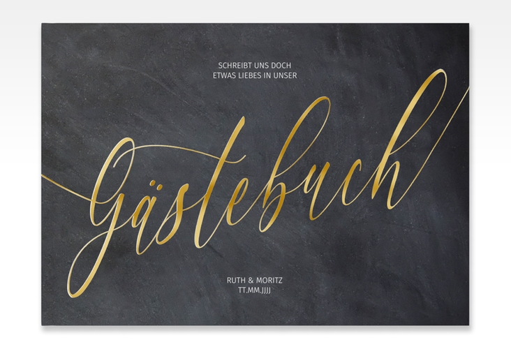 Gästebuch A4 quer Chalkboard A4 quer, Hardcover schwarz gold
