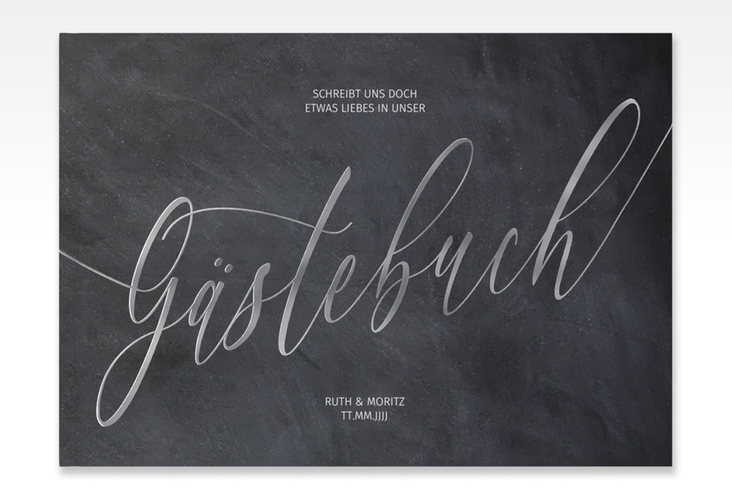 Gästebuch A4 quer Chalkboard A4 quer, Hardcover schwarz silber