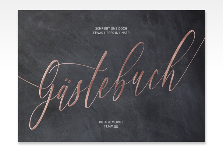 Gästebuch A4 quer Chalkboard A4 quer, Hardcover schwarz rosegold