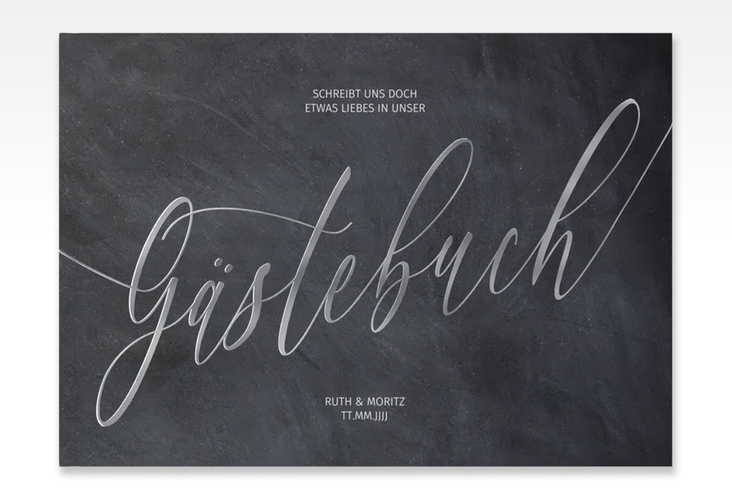 Gästebuch A4 quer Chalkboard A4 quer, Hardcover schwarz silber