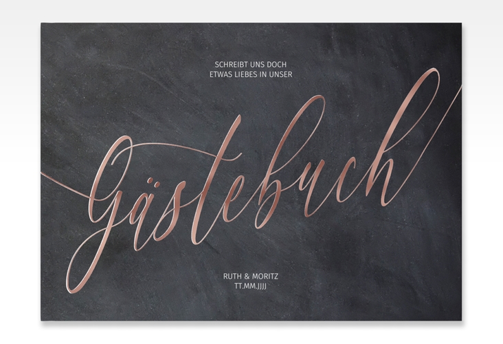 Gästebuch A4 quer Chalkboard A4 quer, Hardcover schwarz rosegold