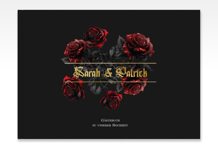 Gästebuch A4 quer Gothic Rose A4 quer, Hardcover schwarz gold