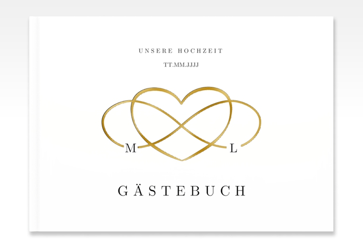 Gästebuch A4 quer Infinity A4 quer, Hardcover schwarz gold