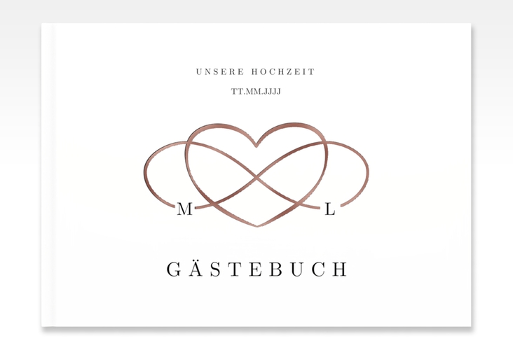 Gästebuch A4 quer Infinity A4 quer, Hardcover schwarz rosegold