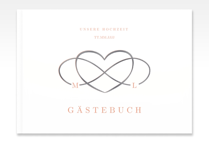 Gästebuch A4 quer Infinity A4 quer, Hardcover apricot silber