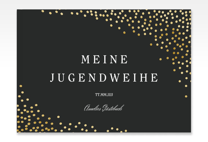 Gästebuch Jugendweihe Glossa A4 quer, Hardcover schwarz gold