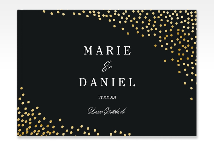 Gästebuch A4 quer Glitter A4 quer, Hardcover schwarz gold