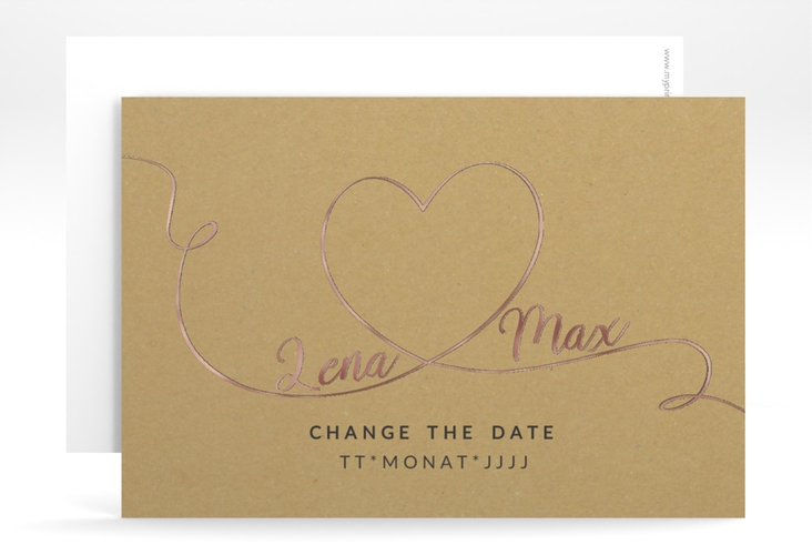 Change the Date-Karte Herzensbund A6 Karte quer schwarz rosegold