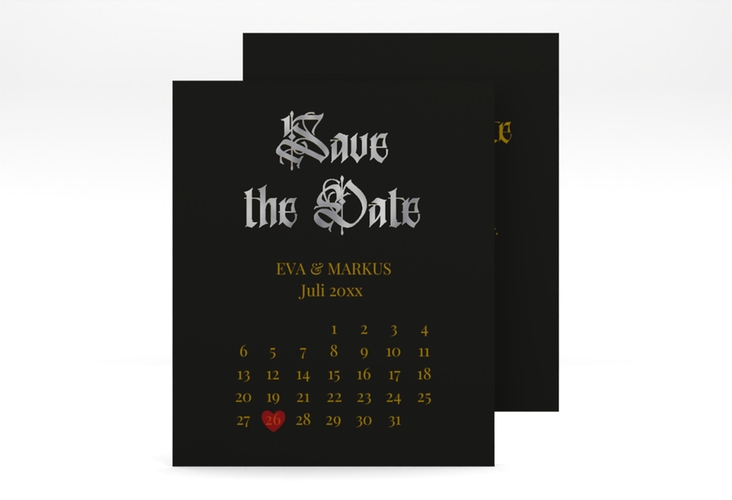 Save the Date-Kalenderblatt Wednesday Kalenderblatt-Karte schwarz silber