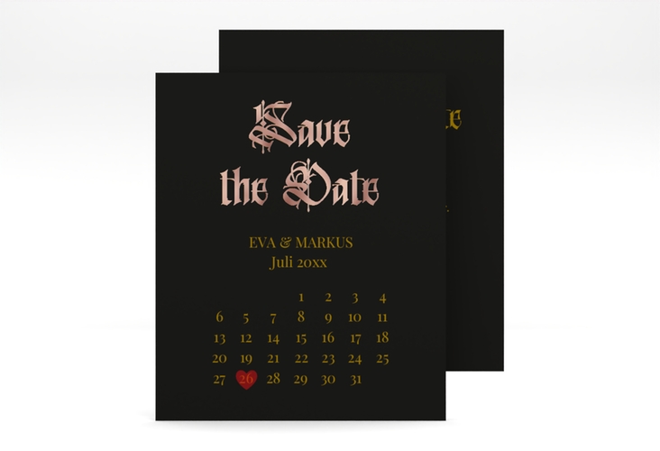 Save the Date-Kalenderblatt Wednesday Kalenderblatt-Karte schwarz rosegold
