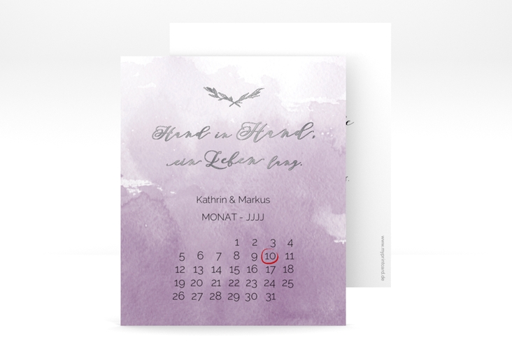 Save the Date-Kalenderblatt Divine Kalenderblatt-Karte flieder silber