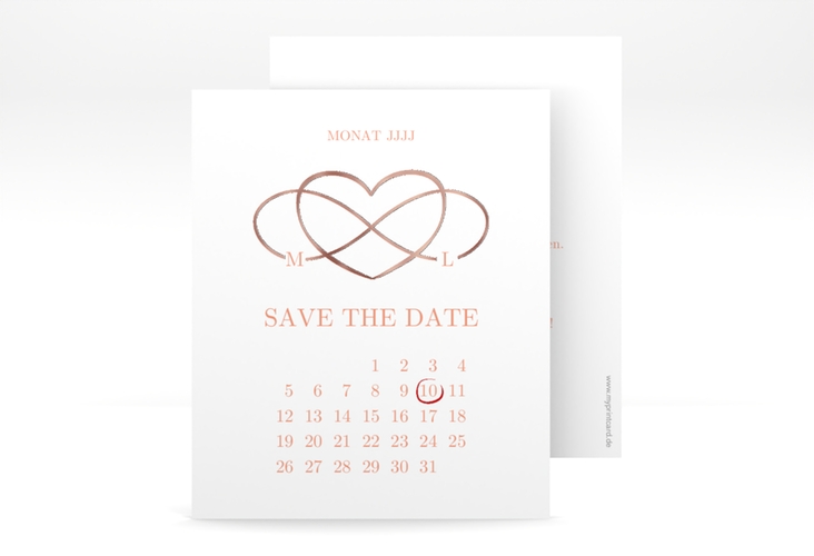 Save the Date-Kalenderblatt Infinity Kalenderblatt-Karte apricot rosegold