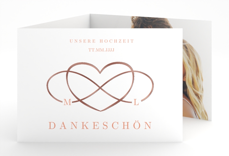 Danksagungskarte Hochzeit Infinity A6 Doppel-Klappkarte apricot rosegold