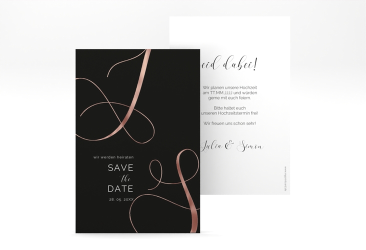 Save the Date-Karte Eheschließung A6 Karte hoch schwarz rosegold