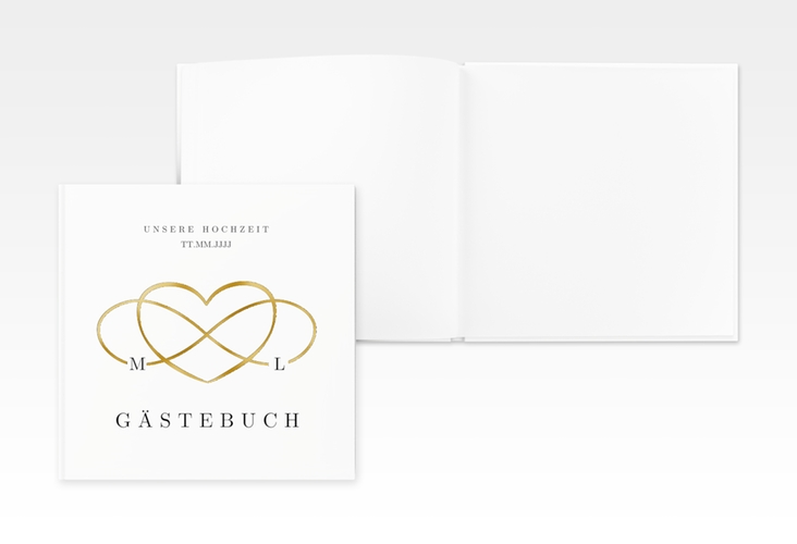 Gästebuch Creation Hochzeit Infinity 20 x 20 cm, Hardcover schwarz gold