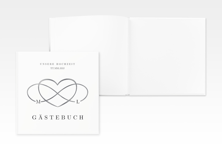 Gästebuch Creation Hochzeit Infinity 20 x 20 cm, Hardcover schwarz silber