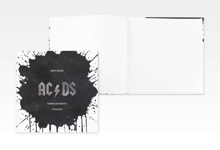 Gästebuch Creation Hardrock 20 x 20 cm, Hardcover schwarz silber für Rockband-Fans