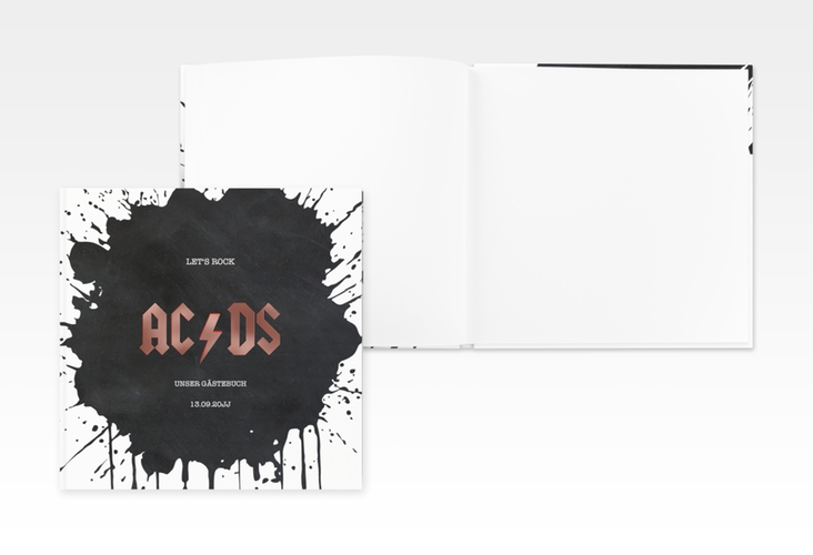 Gästebuch Creation Hardrock 20 x 20 cm, Hardcover schwarz rosegold für Rockband-Fans