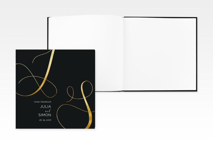 Gästebuch Creation Eheschließung 20 x 20 cm, Hardcover schwarz gold