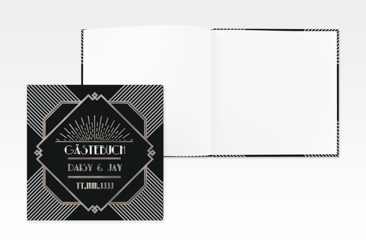 Gästebuch Creation Gatsby 20 x 20 cm, Hardcover schwarz silber im 20er-Jahre-Stil