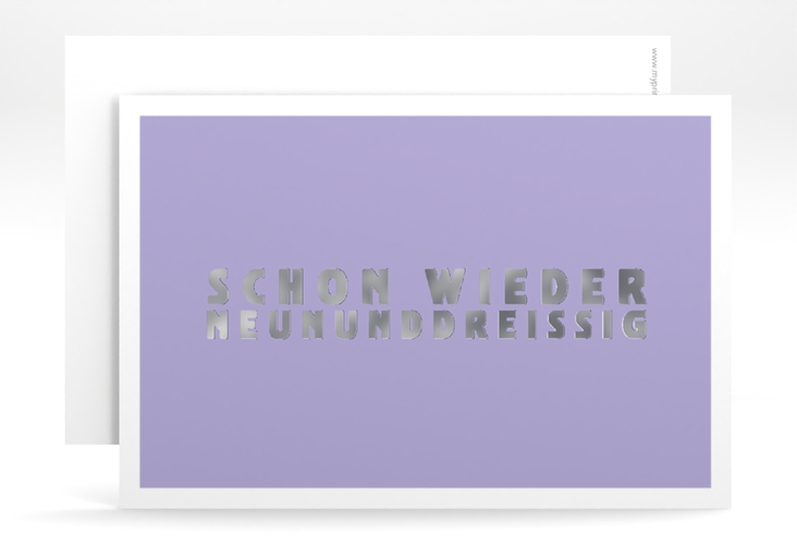 Einladung 40. Geburtstag Gag A6 Karte quer flieder silber