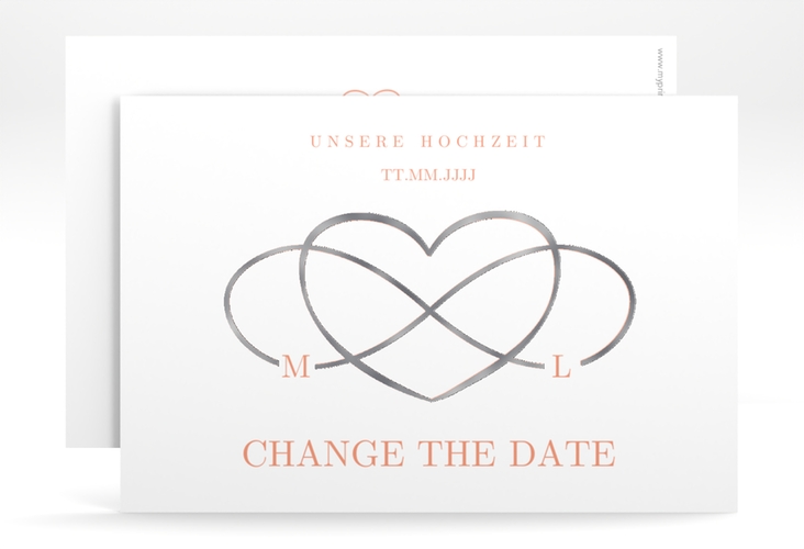 Change the Date-Karte Infinity A6 Karte quer apricot silber