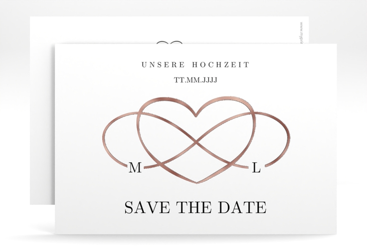Save the Date-Karte Infinity A6 Karte quer schwarz rosegold