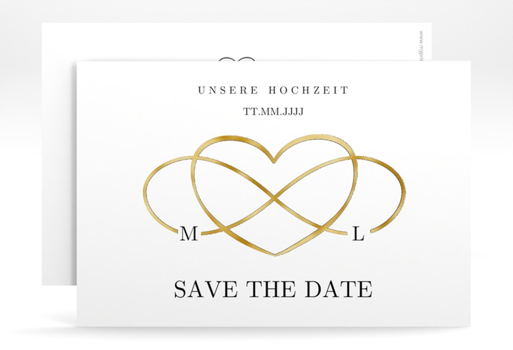 Save the Date-Karte Infinity A6 Karte quer schwarz gold