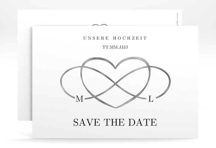Save the Date-Karte Infinity A6 Karte quer schwarz silber