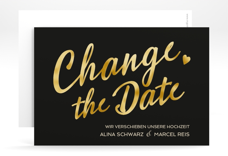 Change the Date-Karte Glam A6 Karte quer schwarz gold