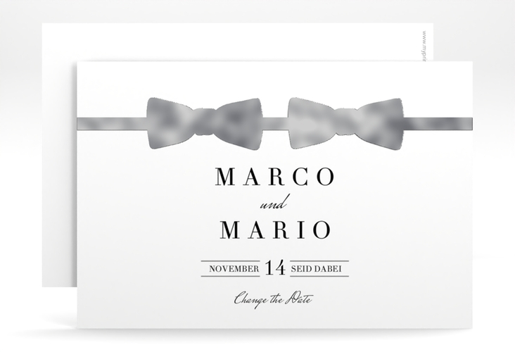 Change the Date-Karte Suits A6 Karte quer schwarz silber