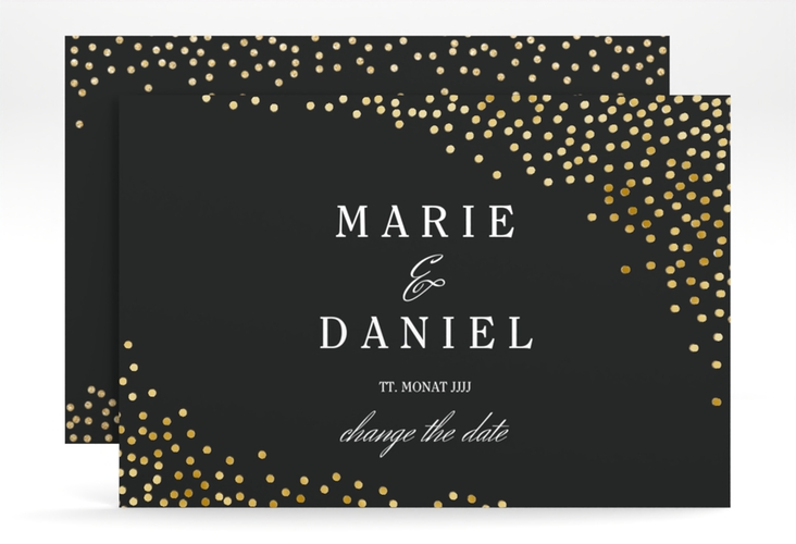 Change the Date-Karte Glitter A6 Karte quer schwarz gold