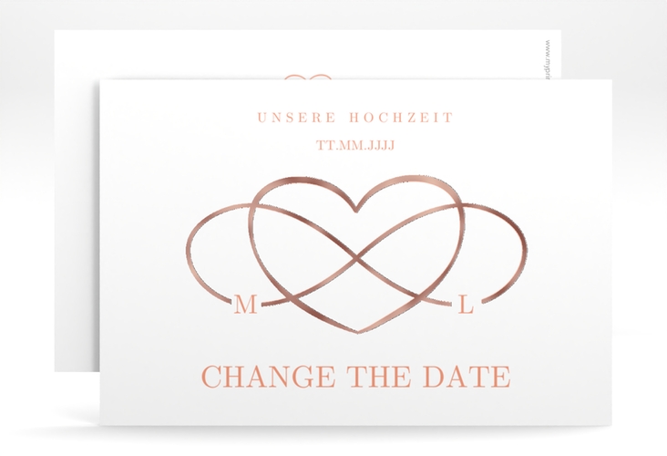 Change the Date-Karte Infinity A6 Karte quer apricot rosegold