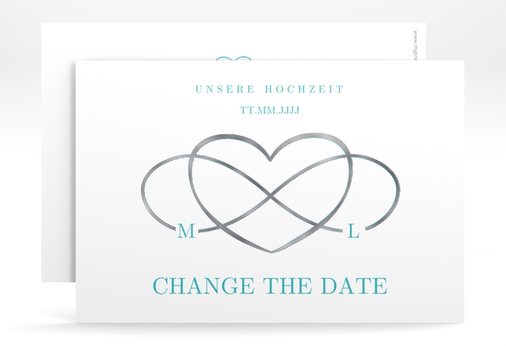 Change the Date-Karte Infinity A6 Karte quer tuerkis silber