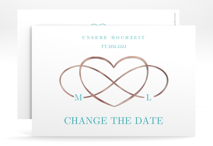 Change the Date-Karte Infinity A6 Karte quer tuerkis rosegold
