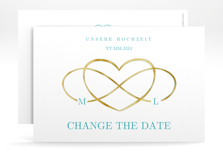 Change the Date-Karte Infinity A6 Karte quer tuerkis gold
