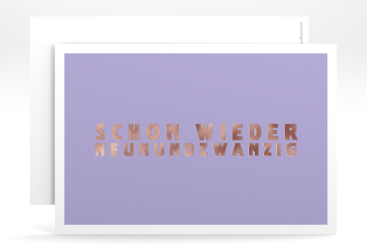 Einladung 30. Geburtstag Gag A6 Karte quer flieder rosegold