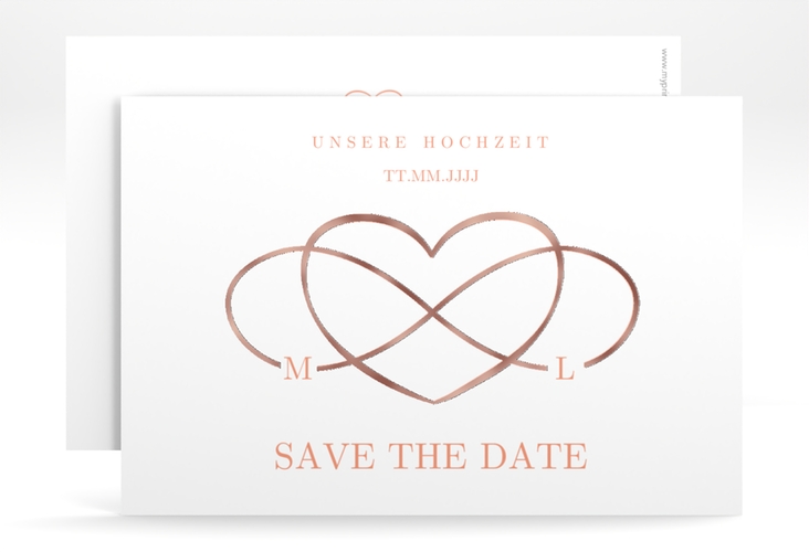 Save the Date-Karte Infinity A6 Karte quer apricot rosegold