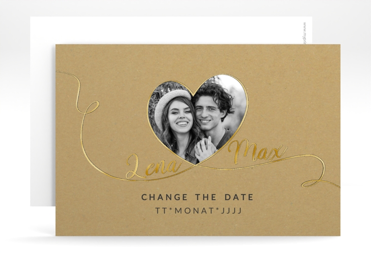 Change the Date-Karte Herzensbund A6 Karte quer schwarz gold