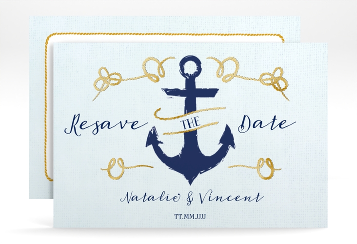 Change the Date-Karte Anker A6 Karte quer tuerkis gold