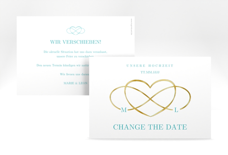 Change the Date-Karte Infinity A6 Karte quer tuerkis gold