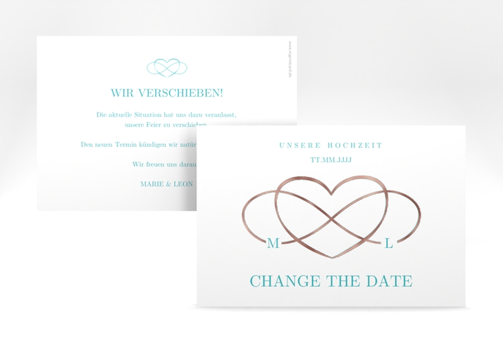 Change the Date-Karte Infinity A6 Karte quer tuerkis rosegold